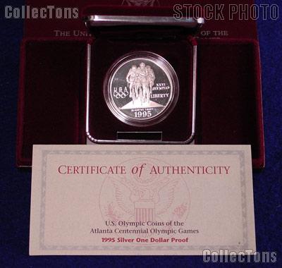 1995-P Atlanta Olympic Games Centennial Cycling Proof Silver Dollar