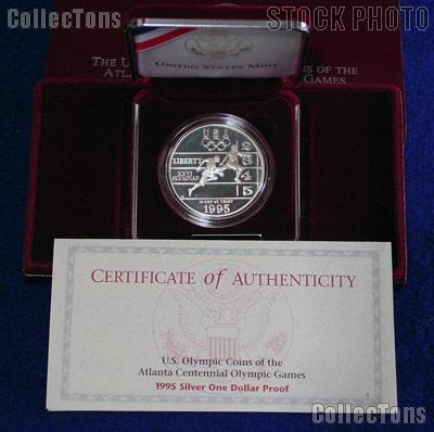 1995-P Atlanta Olympic Games Centennial Track & Field Proof Silver Dollar
