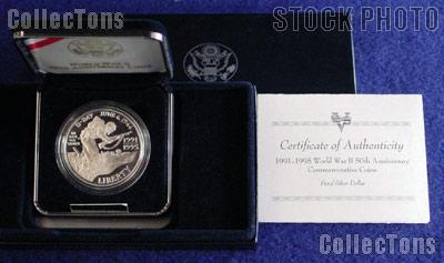 1991-1995 World War II 50th Anniversary Commemorative Proof Silver Dollar