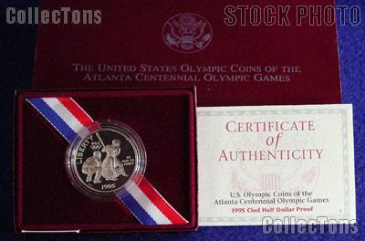 1995-S Atlanta Olympic Games Centennial Baseball Clad Proof Half Dollar