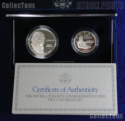 1993 Bill of Rights Commemorative 2 Coin Proof Set