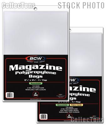 Magazine Storage Bags THICK  Re-sealable by BCW Pack of 100 Polypropylene Resealable Magazine Bags
