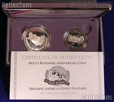 1991 Mount Rushmore Commemorative 2 Coin Proof Set