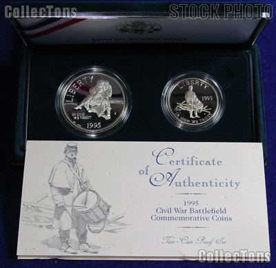 1995 Civil War Battlefield 2 Coin Commemorative Proof Set