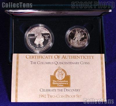 1992 Columbus Quincentenary 2 Coin Commemorative Proof Set