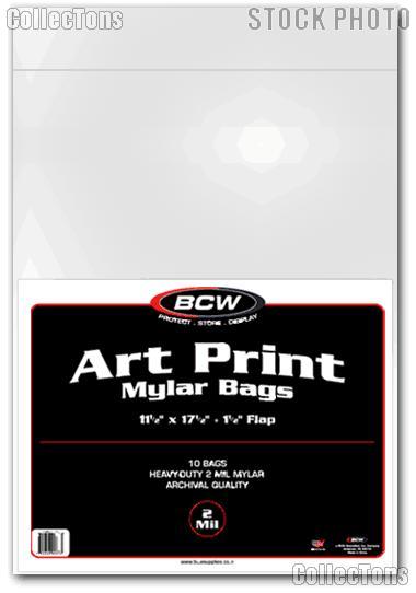 Art Bags by BCW Pack of 10 11x17 Mylar Bags for Art Prints