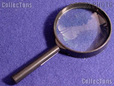 6x Magnifying Glass BLACK Plastic Hand Held 3" Glass Lens Magnifier