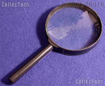 5x Magnifying Glass BLACK Plastic Hand Held 3.5" Glass Lens Magnifier