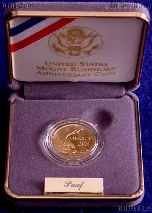 1991 Mount Rushmore Commemorative Proof $5 Gold
