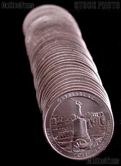 2011-D Pennsylvania Gettysburg National Park Quarters Bank Wrapped Roll 40 Coins GEM BU