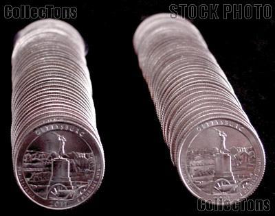 2011 P & D Pennsylvania Gettysburg National Park Quarter Bank Wrapped Rolls 80 Coins GEM BU