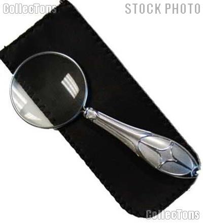 Decorative Magnifying Glass 5x Power 1.75" Glass Lens Hand Held Chrome Magnifier