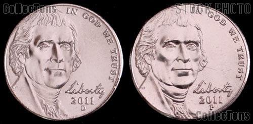 2011 P & D Jefferson Nickels Gem BU (Brilliant Uncirculated)