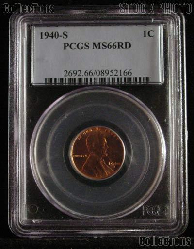 1940-S Lincoln Wheat Cent in PCGS MS 66 RD (Red)