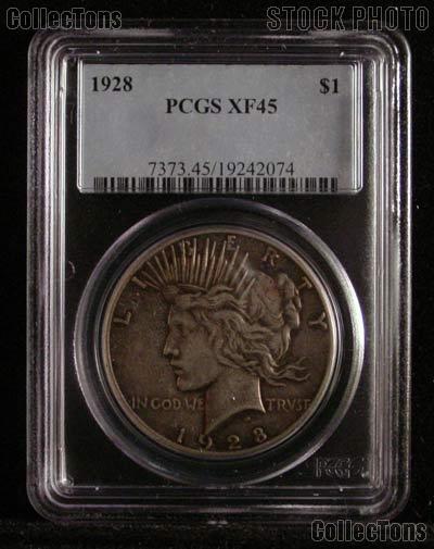 1928 Peace Silver Dollar KEY DATE in PCGS XF 45