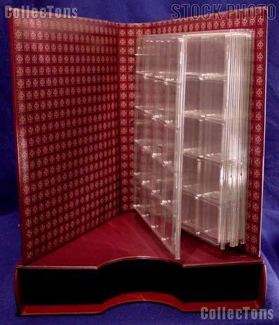 Coin Album Set Lighthouse Classic GRANDE w/ Binder & Slipcase in Red & 2x2 Quadrum Coin Pages