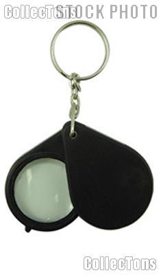 Folding 5x Pocket Magnifier with Key Chain Black