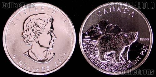 2011 Canadian Silver Grizzly Coins - Wild Life Series