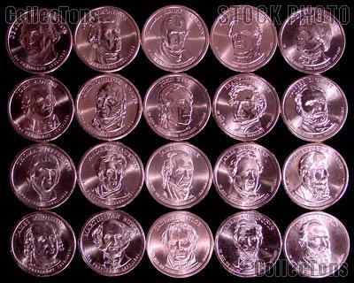 Presidential Dollars Set 2007 to 2011 Denver (D) Uncirculated 20 Presidential Dollar Coins