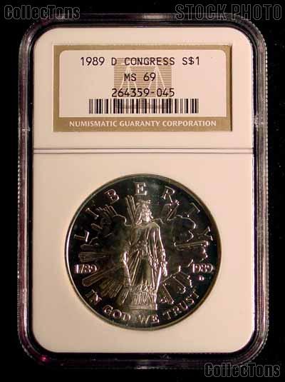 1989-D Congress Bicentennial Congressional Commemorative Silver Dollar in NGC MS 69