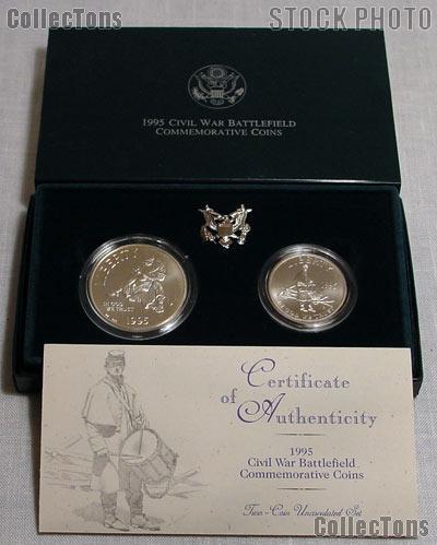 1995 Civil War Battlefield Preservation Commemorative  2 Coin Uncirculated (BU) Set