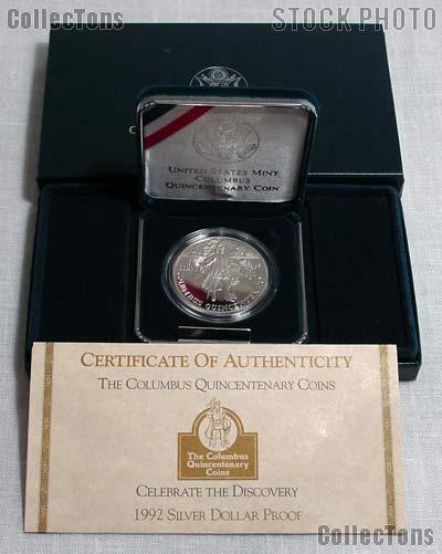 1992-P Christopher Columbus Qunicentenary Proof Commemorative Silver Dollar