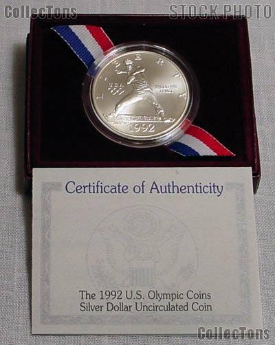 1992-D U.S. Olympic Baseball Commemorative Uncirculated (BU) Silver Dollar