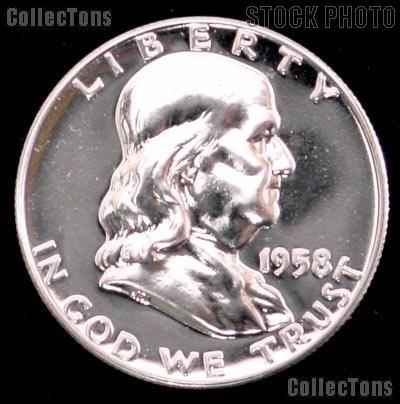 1958 Franklin Silver Half Dollar GEM PROOF 1958 Franklin Half Dollar