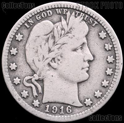 1916-D Barber Quarter G-4 or Better Liberty Head Quarter