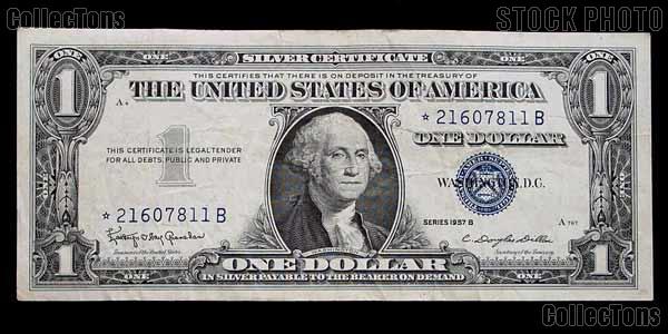 One Dollar Small Size Blue Seal STAR NOTE Silver Certificate in Good or Better Condition