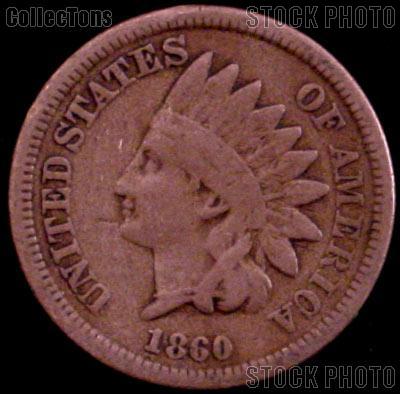 1860 Indian Head Cent Variety 2 Oak Wreath w/ Shield G-4 or Better Indian Penny