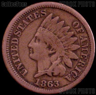 1863 Indian Head Cent Variety 2 Oak Wreath w/ Shield G-4 or Better Indian Penny