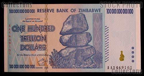 Zimbabwe 100 Trillion Dollar Bill Bank Note 2008 Uncirculated Banknote - Hyperinflation Money