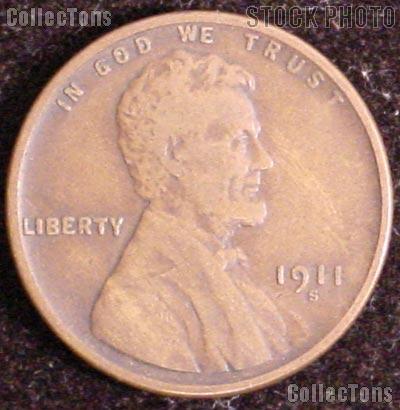 1911-S Wheat Penny Lincoln Wheat Cent Circulated G-4 or Better RARE DATE