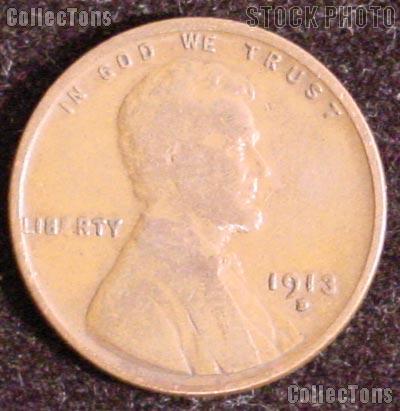 1913-D Wheat Penny Lincoln Wheat Cent Circulated G-4 or Better