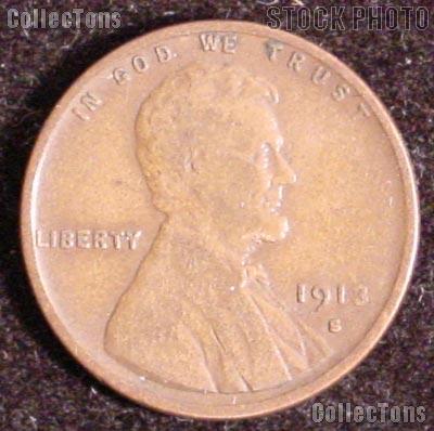 1913-S Wheat Penny Lincoln Wheat Cent Circulated G-4 or Better RARE DATE