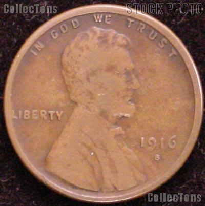 1916-S Wheat Penny Lincoln Wheat Cent Circulated G-4 or Better