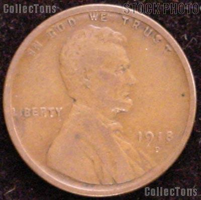 1918-D Wheat Penny Lincoln Wheat Cent Circulated G-4 or Better