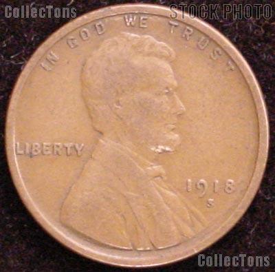 1918-S Wheat Penny Lincoln Wheat Cent Circulated G-4 or Better