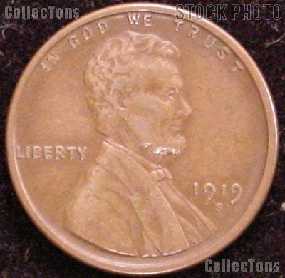 1919-S Wheat Penny Lincoln Wheat Cent Circulated G-4 or Better