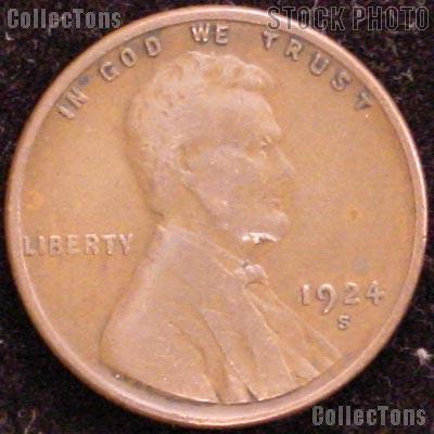1924-S Wheat Penny Lincoln Wheat Cent Circulated G-4 or Better