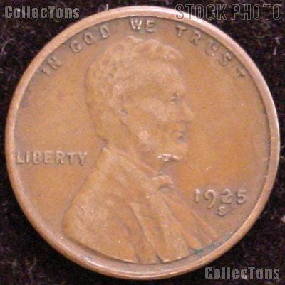 1925-S Wheat Penny Lincoln Wheat Cent Circulated G-4 or Better