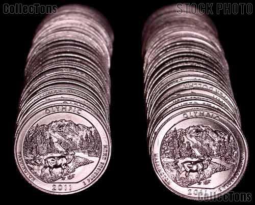 2011 P & D Washington Olympic National Park Quarter Bank Wrapped Rolls 80 Coins GEM BU