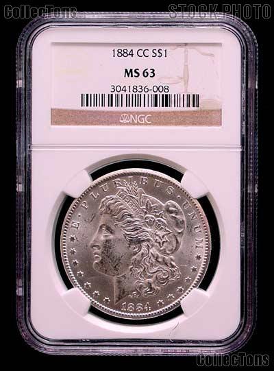 1884-CC Morgan Silver Dollar in NGC MS 63