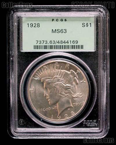 1928 Peace Silver Dollar KEY DATE in PCGS MS 63