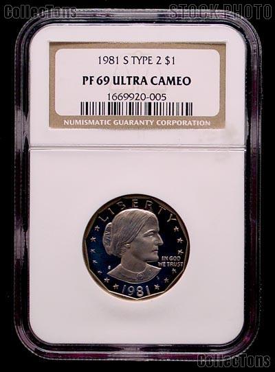 1981-S Susan B. Anthony (SBA) Dollar PROOF Type 2 in NGC PF 69 ULTRA CAMEO
