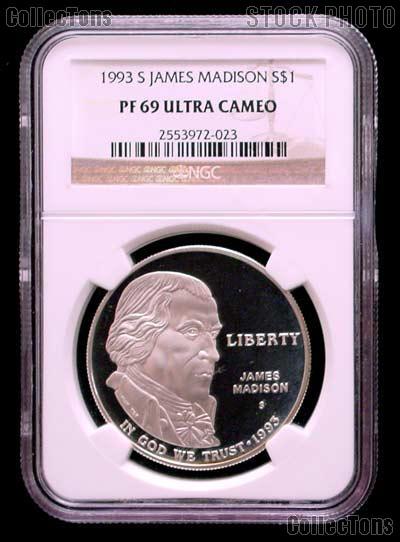 1993-S Bill of Rights James Madison Commemorative PROOF Silver Dollar in NGC PF 69 ULTRA CAMEO