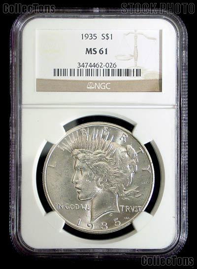 1935 Peace Silver Dollar in NGC MS 61