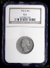 1932-S Washington Silver Quarter KEY DATE in NGC G 6