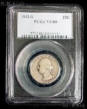 1932-S Washington Silver Quarter KEY DATE in PCGS VG 8